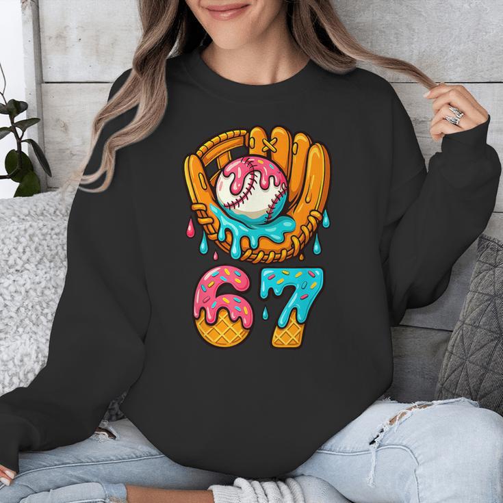 Baseball 67 Ice Cream Drip 67 Six Seven Meme 67th Birthday Unisex Sweatshirt
