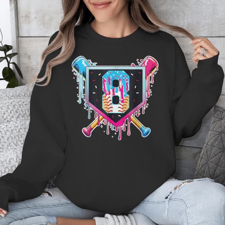 Baseball 8 Year Old Boy Ice Cream Drip 8th Birthday Player Unisex Sweatshirt Baseball 8 Year Old Boy Ice Cream Drip 8th Birthday Player Unisex Sweatshirt