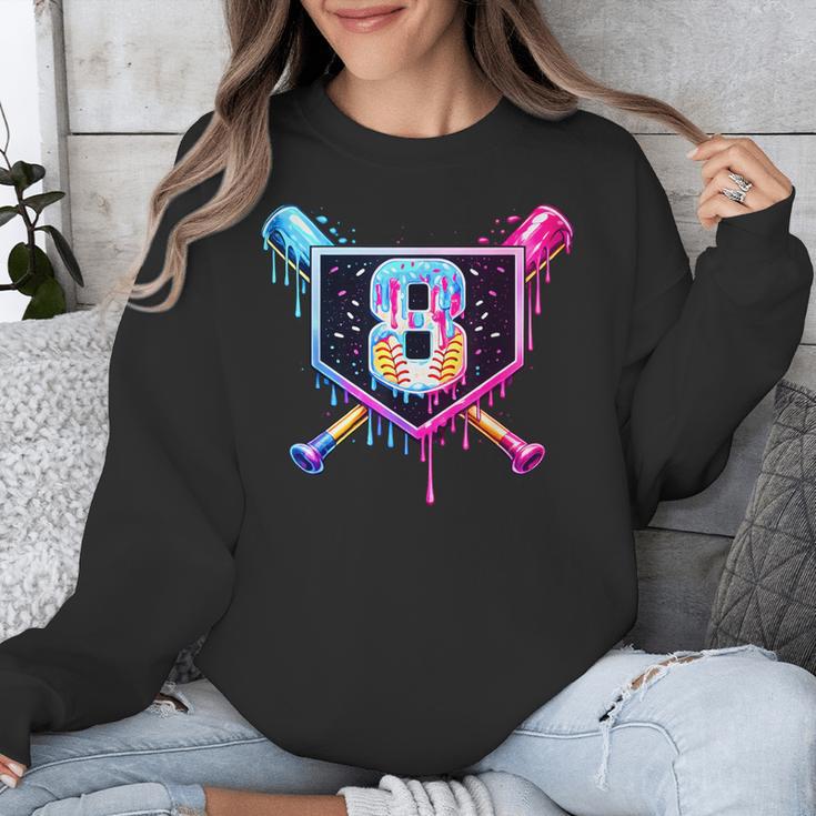 Baseball 8 Year Old Ice Cream Drip 8th Birthday Party Unisex Sweatshirt Baseball 8 Year Old Ice Cream Drip 8th Birthday Party Unisex Sweatshirt