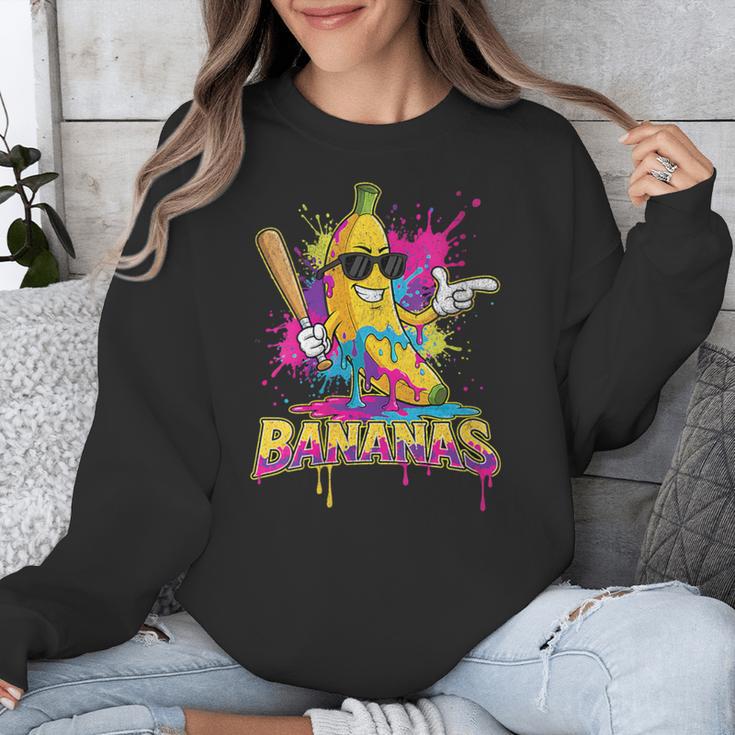 Baseball Banana Splatter Sports Kids Teens Unisex Sweatshirt