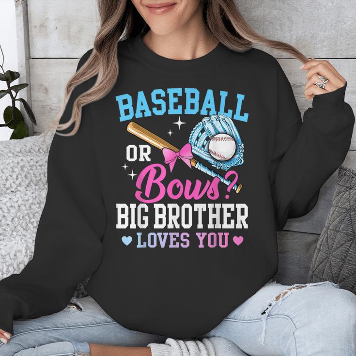 Baseball Or Bows Big Brother Loves You Gender Pink Or Blue Unisex Sweatshirt Baseball Or Bows Big Brother Loves You Gender Pink Or Blue Unisex Sweatshirt