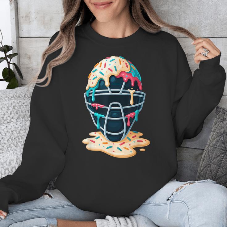 Baseball Catcher Mask Ice Cream Dripping Baseball Boy Youth Unisex Sweatshirt Baseball Catcher Mask Ice Cream Dripping Baseball Boy Youth Unisex Sweatshirt