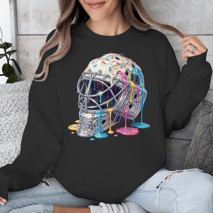 Baseball Catcher Mask Ice Cream Dripping Baseball Boys Unisex Sweatshirt