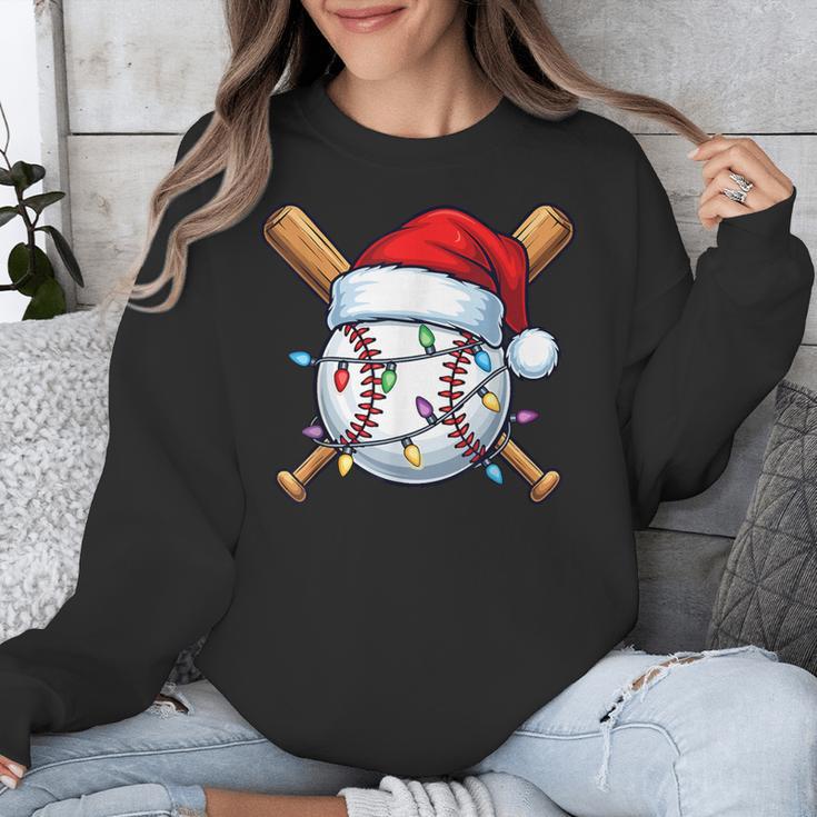 Baseball Christmas Lights Santa Christmas Baseball Player Unisex Sweatshirt Baseball Christmas Lights Santa Christmas Baseball Player Unisex Sweatshirt