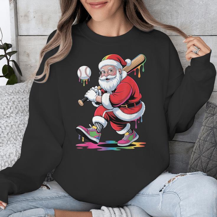 Baseball Christmas Santa Claus Batter Baseball Drip Unisex Sweatshirt