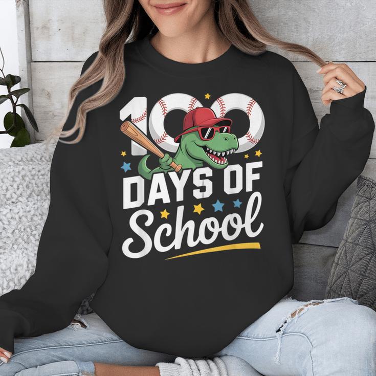 Baseball Dinosaur 100 Days Of School Kids Theme Unisex Sweatshirt
