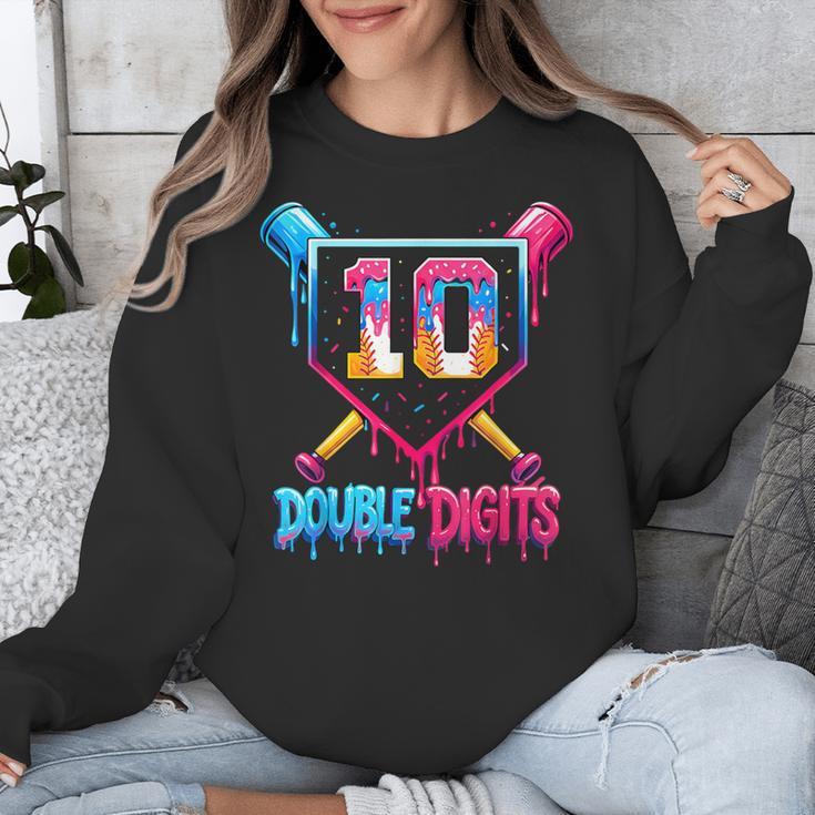Baseball Drip 10th Birthday Boy Double Digits Ice Cream Drip Unisex Sweatshirt