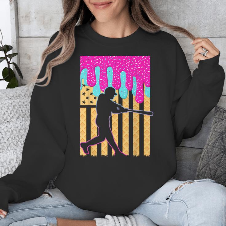 Baseball Drip Bat Boys Ice Cream American Flag 4th Of July Unisex Sweatshirt Baseball Drip Bat Boys Ice Cream American Flag 4th Of July Unisex Sweatshirt