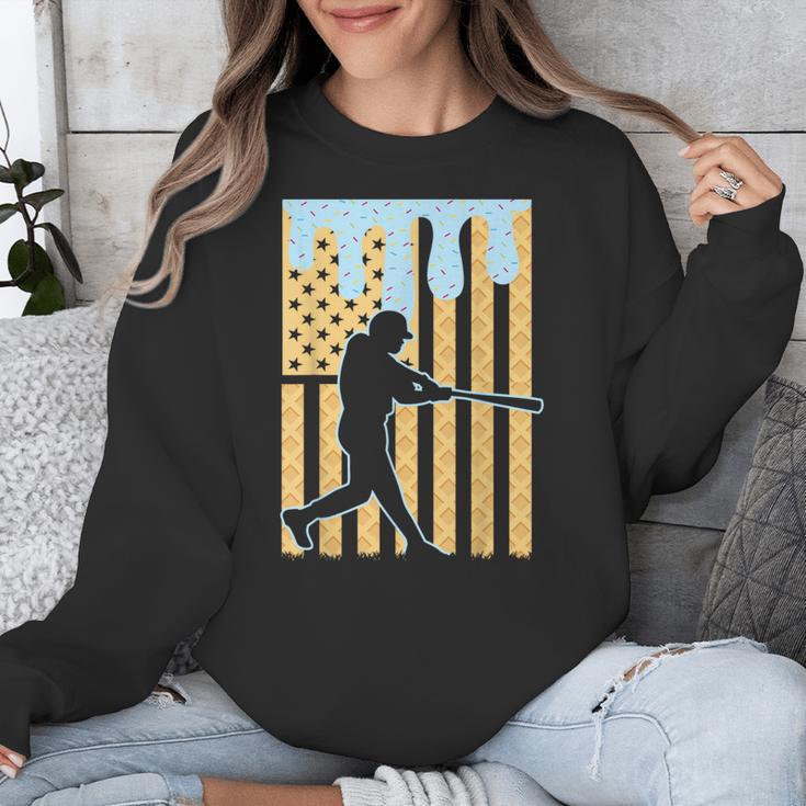 Baseball Drip Boys Dripping Ice Cream Baseball American Flag Unisex Sweatshirt Baseball Drip Boys Dripping Ice Cream Baseball American Flag Unisex Sweatshirt