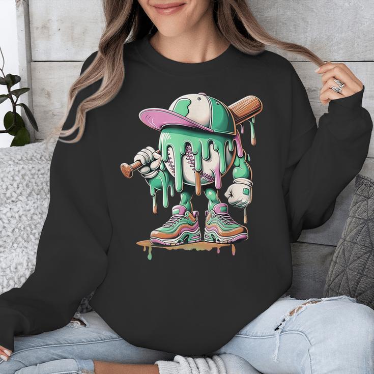 Baseball Drip For Boys Ice Cream Drip Baseball Unisex Sweatshirt