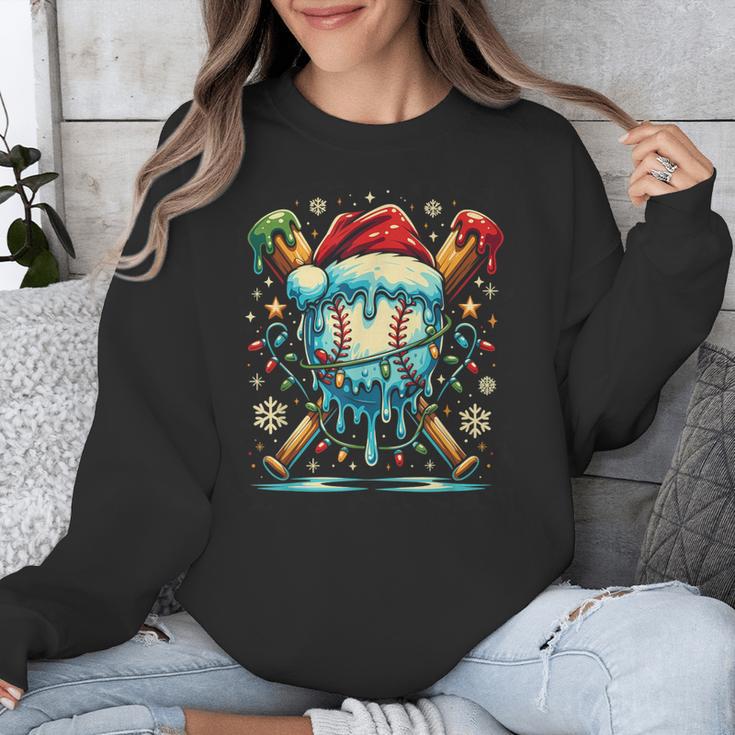 Baseball Drip Boys Youth Santa Christmas Baseball Unisex Sweatshirt