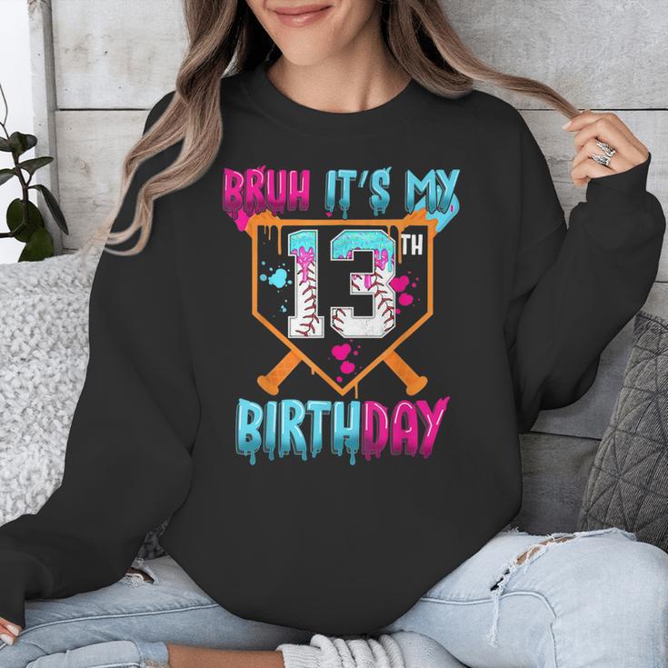 Baseball Drip Bruh It's My 13th Birthday Boy Ice Cream Drip Unisex Sweatshirt Baseball Drip Bruh It's My 13th Birthday Boy Ice Cream Drip Unisex Sweatshirt