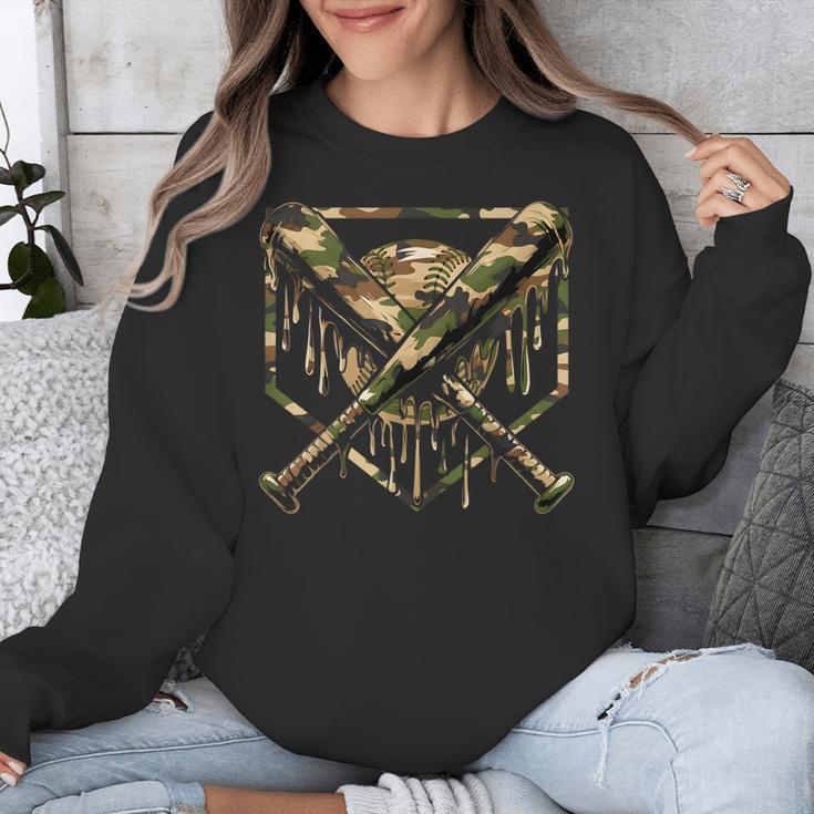 Baseball Drip Ice Cream Camo Home Plate Bats Sports Game Day Unisex Sweatshirt Baseball Drip Ice Cream Camo Home Plate Bats Sports Game Day Unisex Sweatshirt