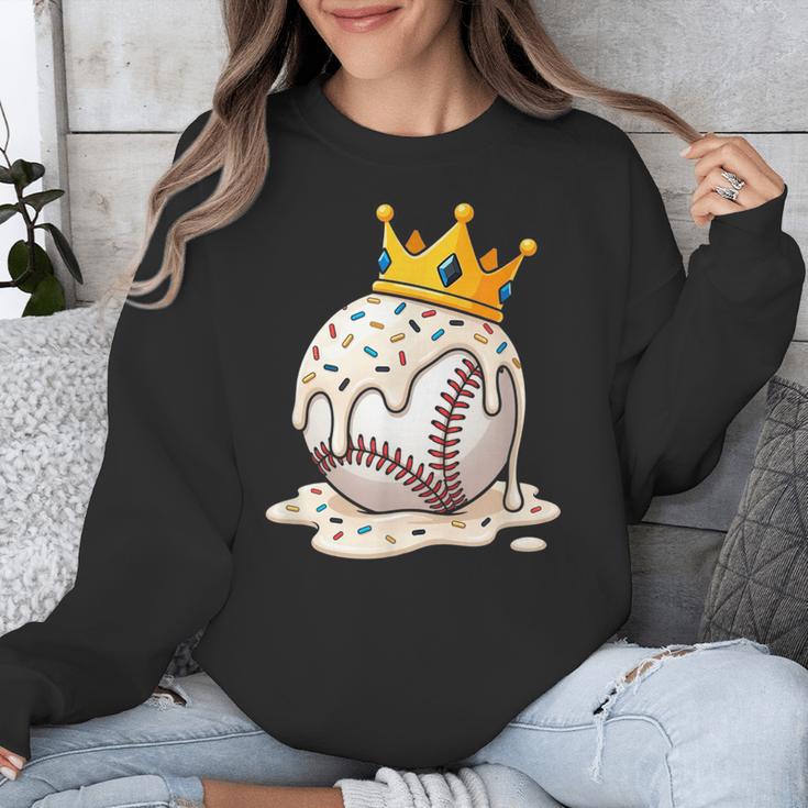 Baseball Drip Ice Cream Crown Melt Graphic Unisex Sweatshirt