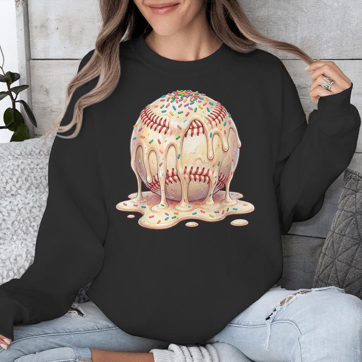 Baseball Drip Ice Cream Melting Illustration Unisex Sweatshirt Baseball Drip Ice Cream Melting Illustration Unisex Sweatshirt
