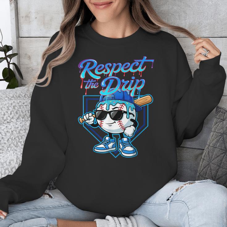 Baseball Drip Ice Cream Respect The Drip Home Plate Boy Kids Unisex Sweatshirt