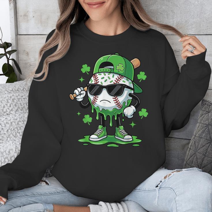 Baseball Drip Ice Cream Shamrock Kids Boy St Patrick’s Day Unisex Sweatshirt