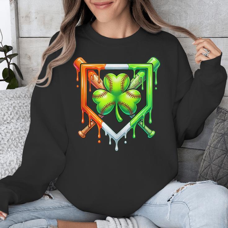 Baseball Drip Ice Cream St Patricks Day Shamrock Lucky Unisex Sweatshirt