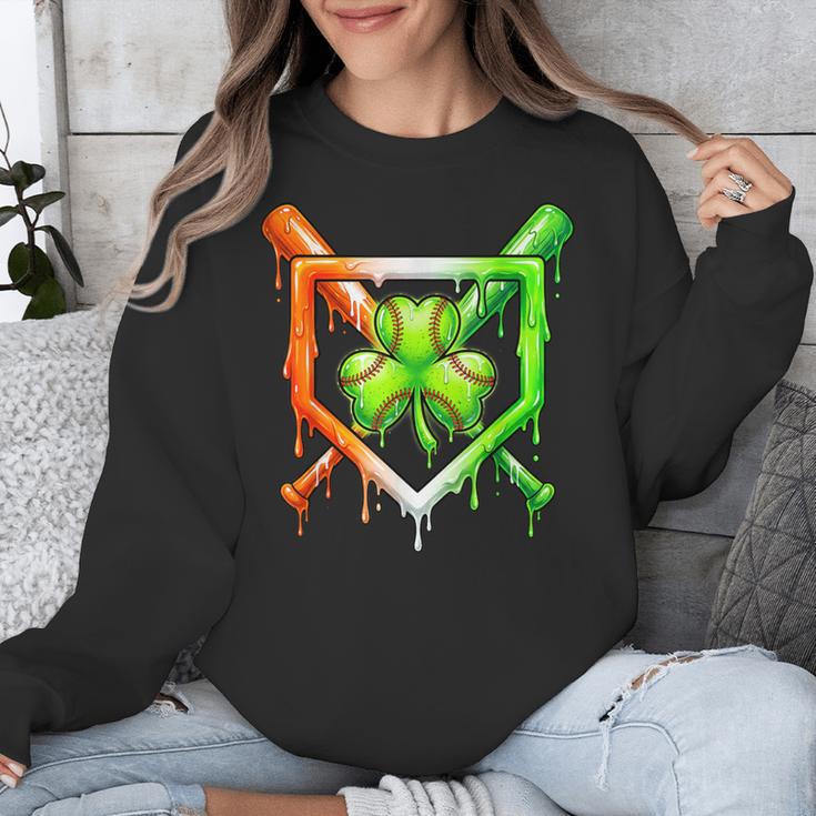 Baseball Drip Ice Cream St Patricks Day Shamrock Unisex Sweatshirt
