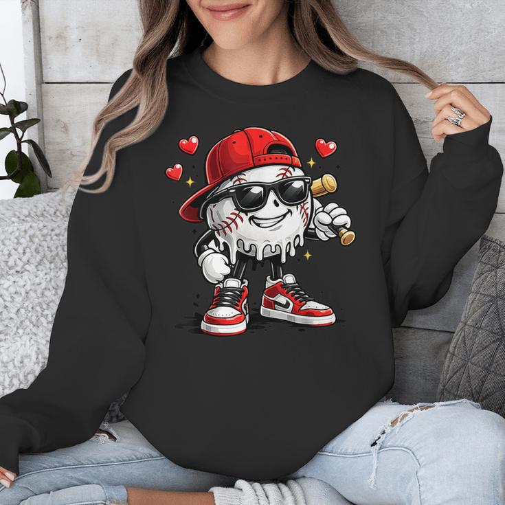 Baseball Drip Ice Cream Valentine’s Day Boys Kids Unisex Sweatshirt