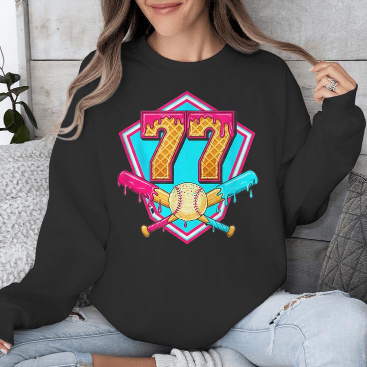 Baseball Drip Jersey Number 77 For Players & 77th Birthday Unisex Sweatshirt