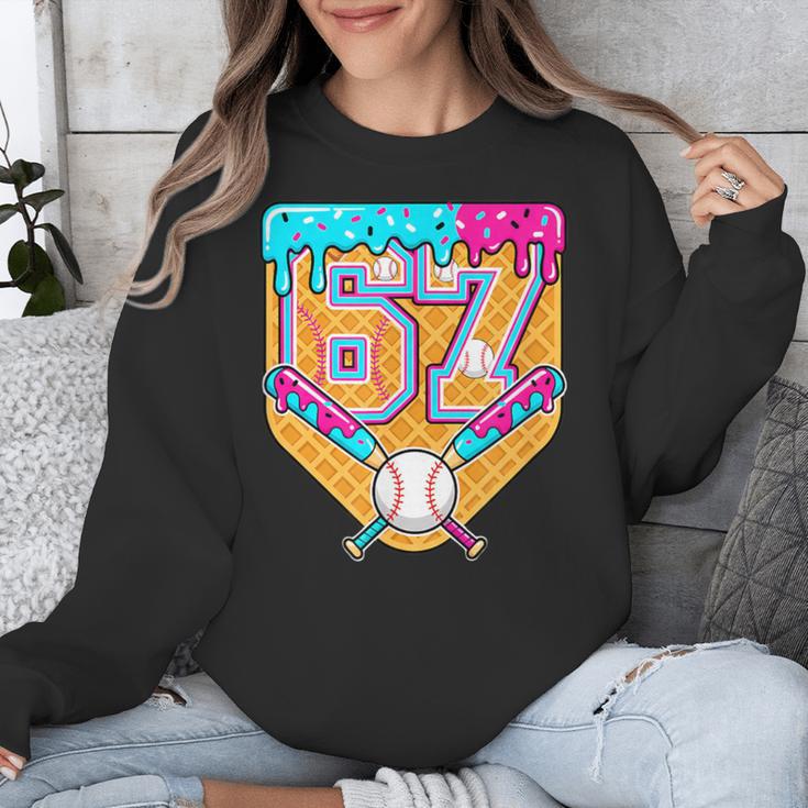 Baseball Drip Number 67 Ice Cream Home Plate Drip Unisex Sweatshirt