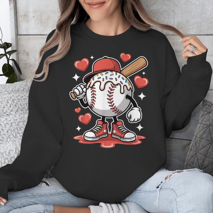 Baseball Drip Valentine Boys Women Men Hearts Sport Love Unisex Sweatshirt