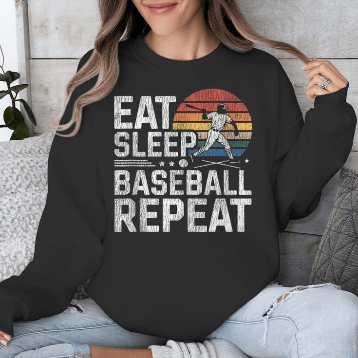 Baseball Fan Vintage Retro Eat Sleep Baseball Repeat Unisex Sweatshirt Baseball Fan Vintage Retro Eat Sleep Baseball Repeat Unisex Sweatshirt