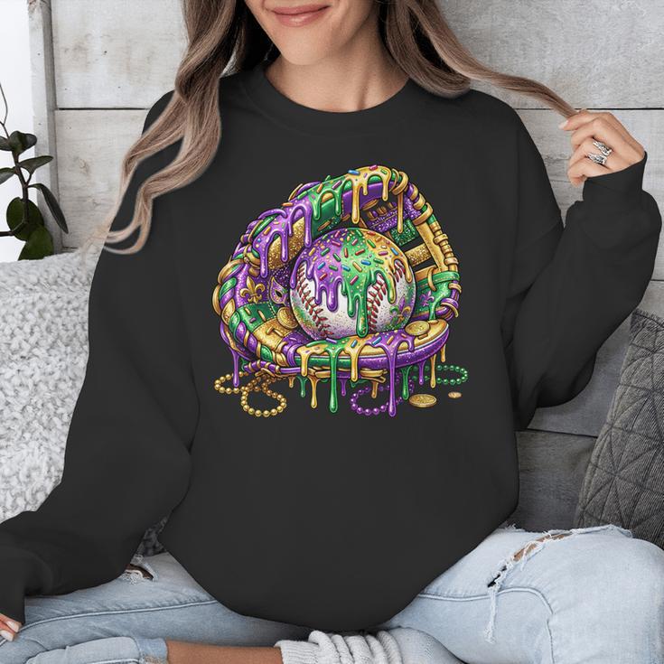 Baseball Glove Ice Cream Mardi Gras Dripping Boys Youth Kids Unisex Sweatshirt