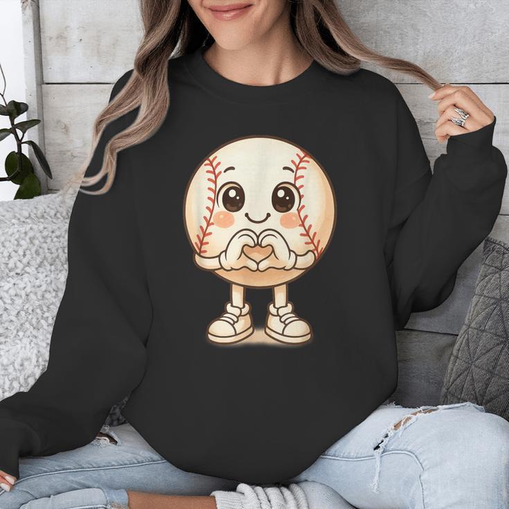 Baseball With Heart Hands Love Cute Baseball Unisex Sweatshirt Baseball With Heart Hands Love Cute Baseball Unisex Sweatshirt