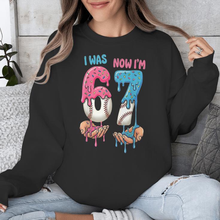 Baseball Ice Cream I Was 6 Now I'm 7 67 Birthday Boy Unisex Sweatshirt Baseball Ice Cream I Was 6 Now I'm 7 67 Birthday Boy Unisex Sweatshirt
