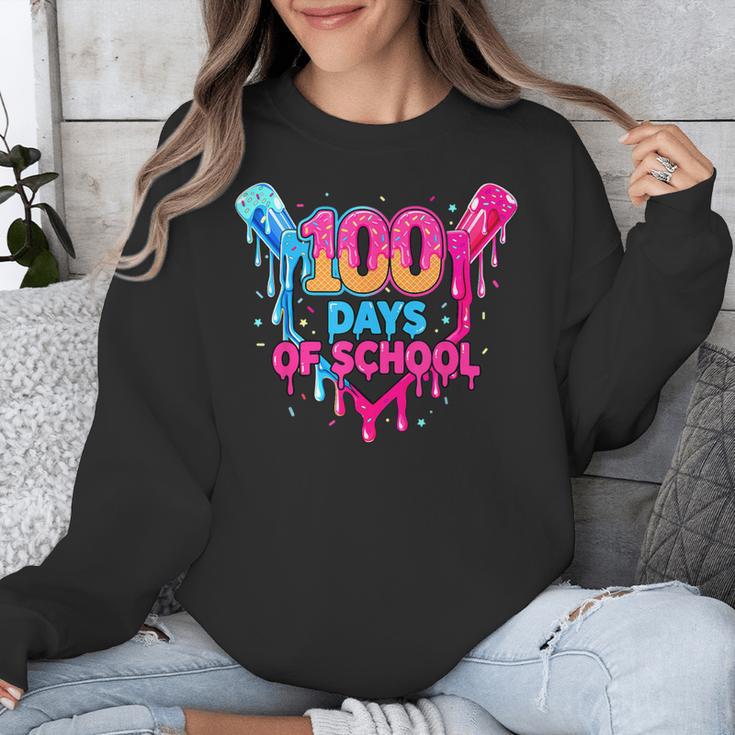 Baseball Ice Cream Drip 100 Days Of School Boys Girls 100th Unisex Sweatshirt Baseball Ice Cream Drip 100 Days Of School Boys Girls 100th Unisex Sweatshirt