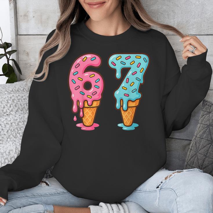 Baseball Ice Cream Drip 6 7 Kids 67 Birthday Unisex Sweatshirt Baseball Ice Cream Drip 6 7 Kids 67 Birthday Unisex Sweatshirt