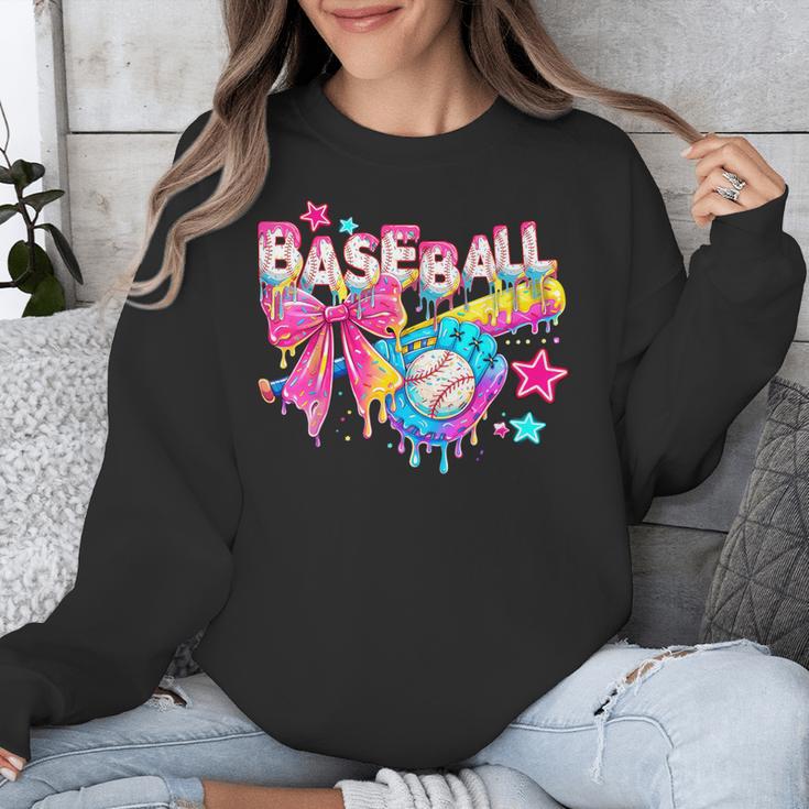 Baseball Ice Cream Drip Coquette Women Girls Mom Mama Unisex Sweatshirt