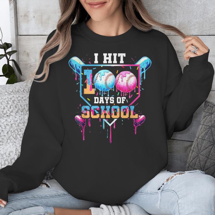 Baseball Ice Cream Drip I Hit 100 Days Of School Boys Kids Unisex Sweatshirt Baseball Ice Cream Drip I Hit 100 Days Of School Boys Kids Unisex Sweatshirt