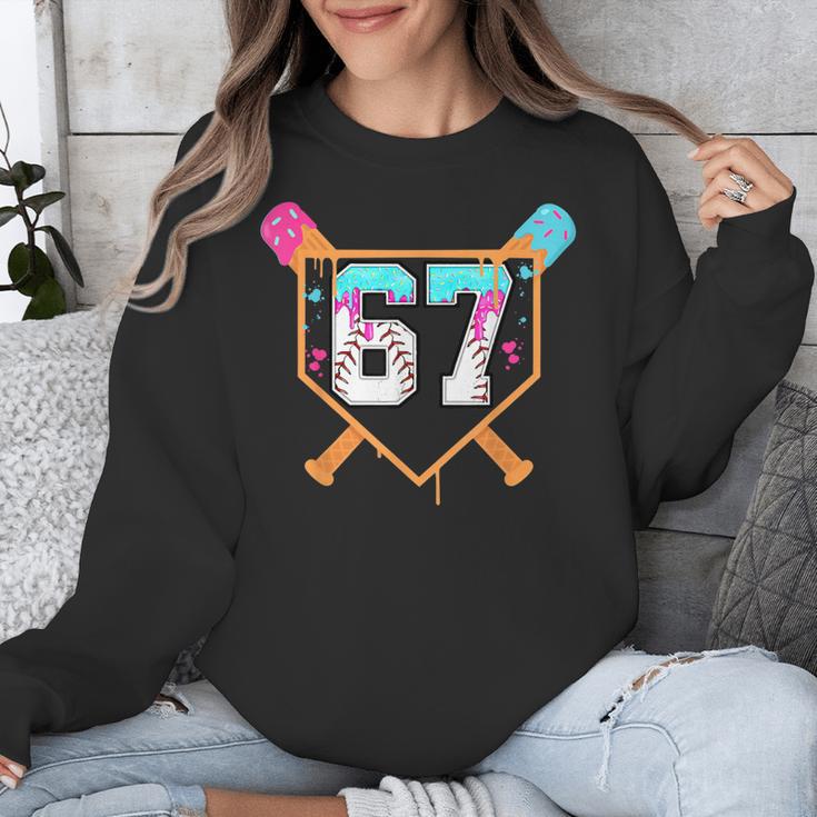 Baseball Ice Cream Drip Number 67 Player Six Seven Meme 6 7 Unisex Sweatshirt