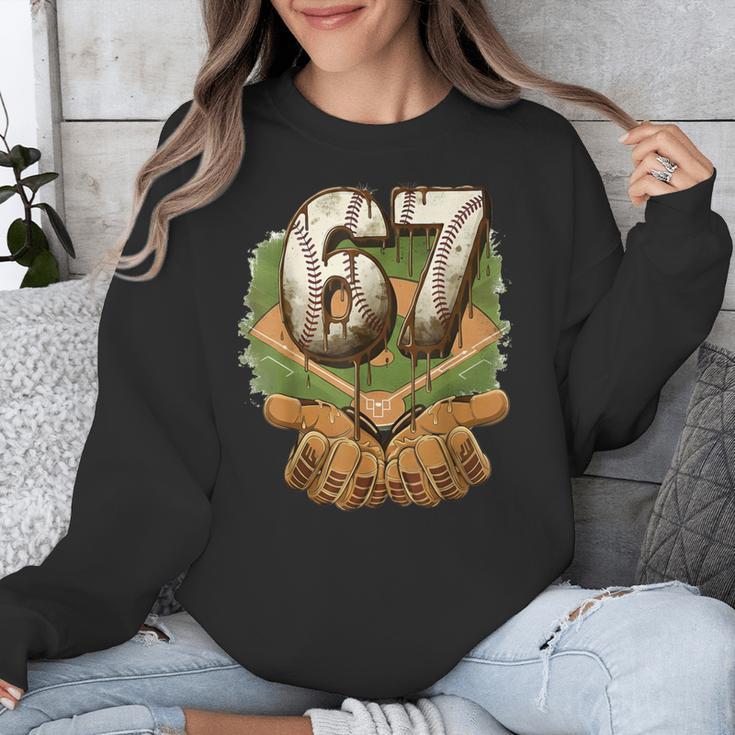 Baseball Ice Cream Drip Number 67 Playground Player 67th Unisex Sweatshirt
