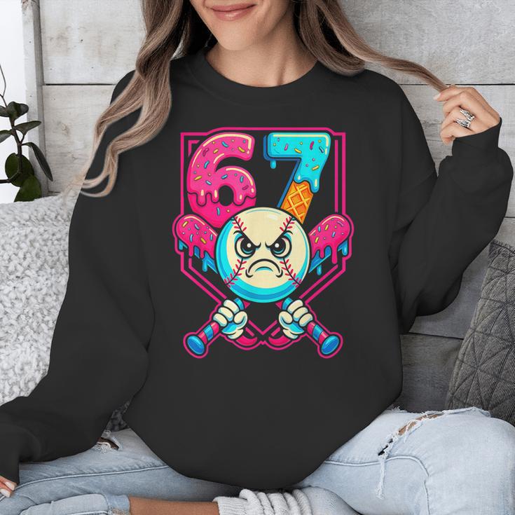 Baseball Ice Cream Drip Number 67 Six Seven Meme 67 Unisex Sweatshirt