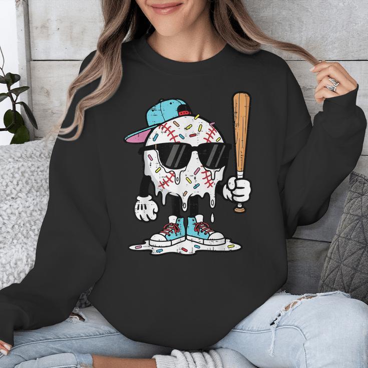 Baseball Ice Cream Drip Sports Boys Kids Youth Men Unisex Sweatshirt