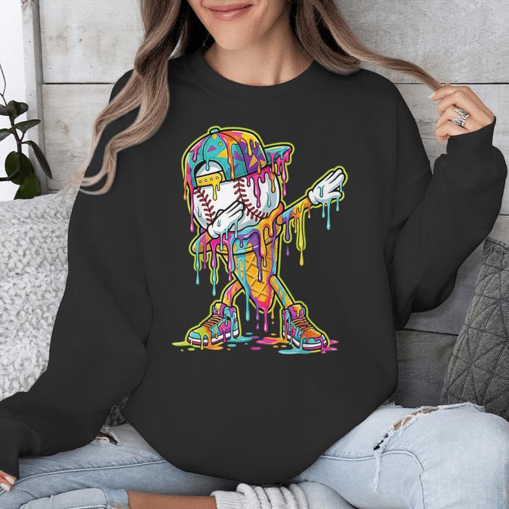 Baseball Ice Cream Dripping Dabbing Baseball Drip Unisex Sweatshirt