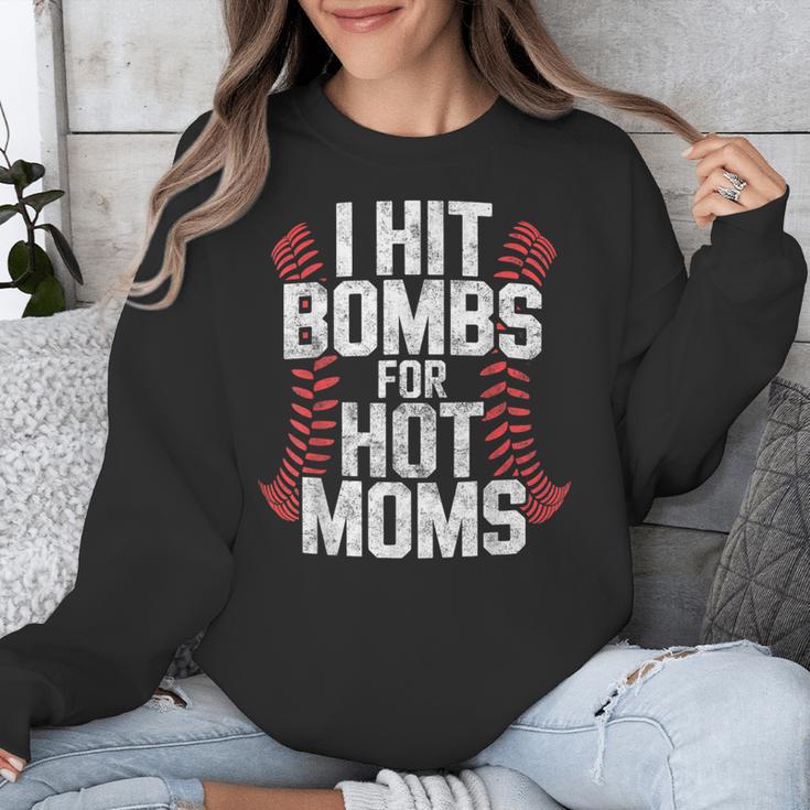 Baseball Joke Tee I Hit Bombs For Hot Moms Player Pitcher Unisex Sweatshirt