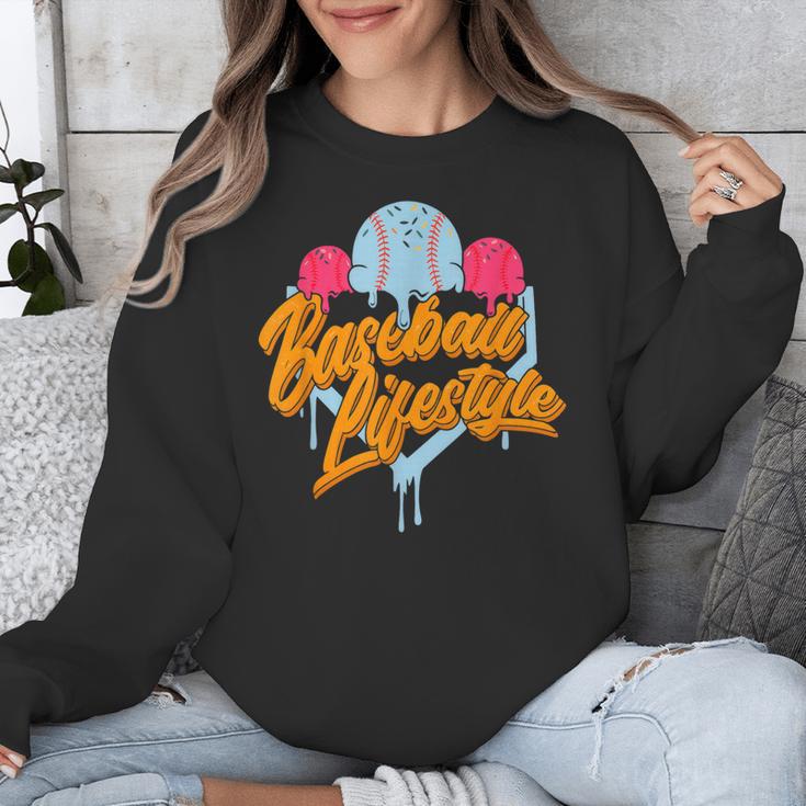 Baseball Lifestyle Home Plate Ice Cream Drip Men Boys Kids Unisex Sweatshirt Baseball Lifestyle Home Plate Ice Cream Drip Men Boys Kids Unisex Sweatshirt