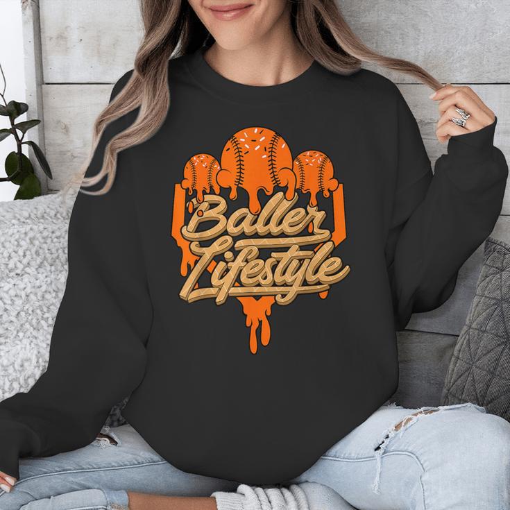 Baseball Lifestyle Home Plate Orange Ice Cream Drip Men Boys Unisex Sweatshirt Baseball Lifestyle Home Plate Orange Ice Cream Drip Men Boys Unisex Sweatshirt