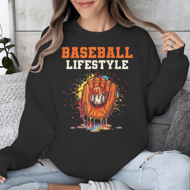 Baseball Lifestyle Ice Cream Drip Baseball Glove Crossed Bat Unisex Sweatshirt Baseball Lifestyle Ice Cream Drip Baseball Glove Crossed Bat Unisex Sweatshirt