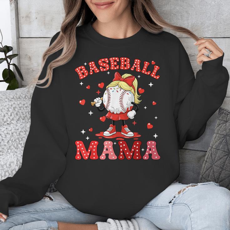 Baseball Mama Sports Mom Baseball Valentine Drip Girls Women Unisex Sweatshirt