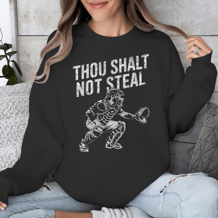 Baseball Player Catcher Thou Shalt Not Steal Coach Baseball Unisex Sweatshirt