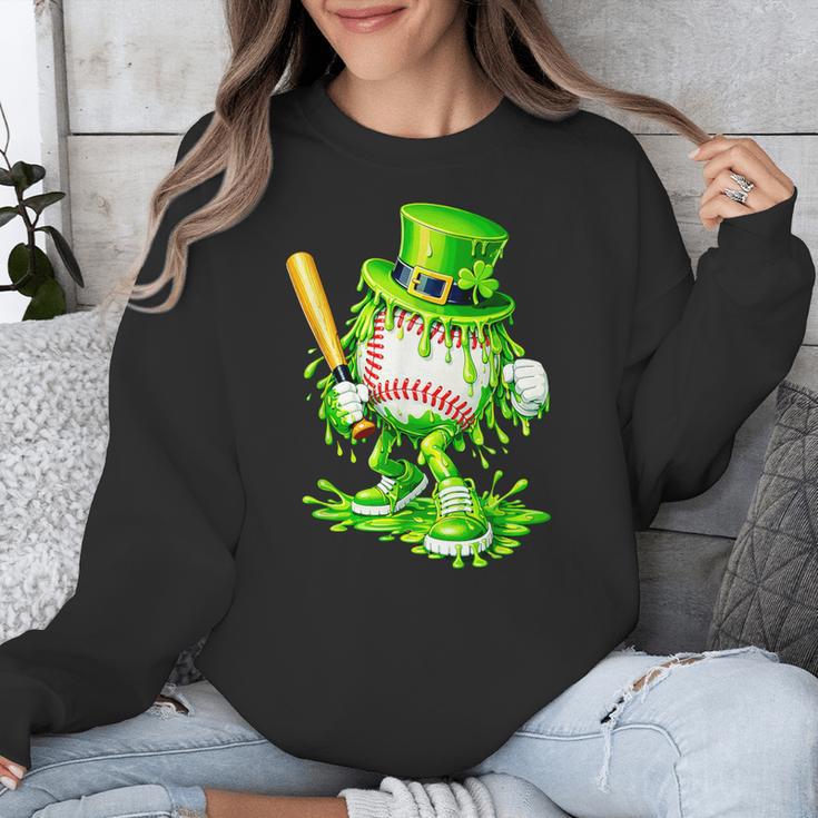 Baseball Player Ice Cream Drip Shamrocks St Patrick's Day Unisex Sweatshirt Baseball Player Ice Cream Drip Shamrocks St Patrick's Day Unisex Sweatshirt