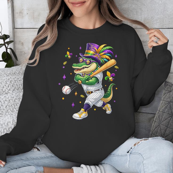 Baseball Player Mardi Gras Alligator Carnival Costume Beads Unisex Sweatshirt Baseball Player Mardi Gras Alligator Carnival Costume Beads Unisex Sweatshirt