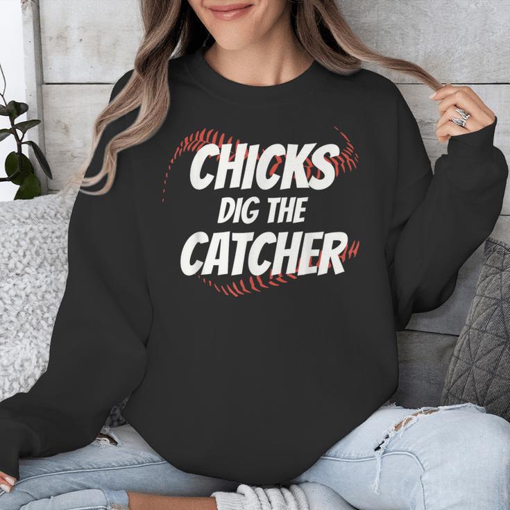 Baseball Seams Chicks Dig The Catcher Unisex Sweatshirt Baseball Seams Chicks Dig The Catcher Unisex Sweatshirt
