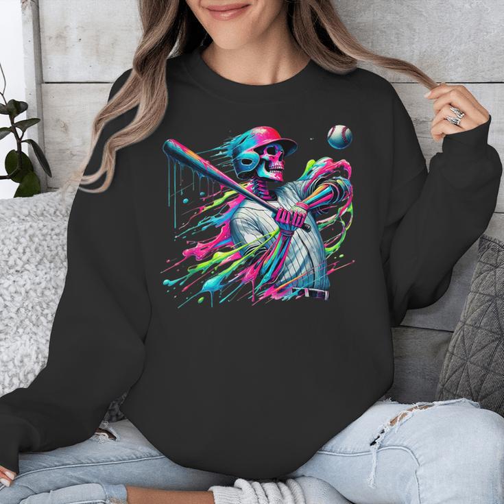 Baseball Skeleton Ice Cream Drip Baseball Boys Youth Unisex Sweatshirt Baseball Skeleton Ice Cream Drip Baseball Boys Youth Unisex Sweatshirt